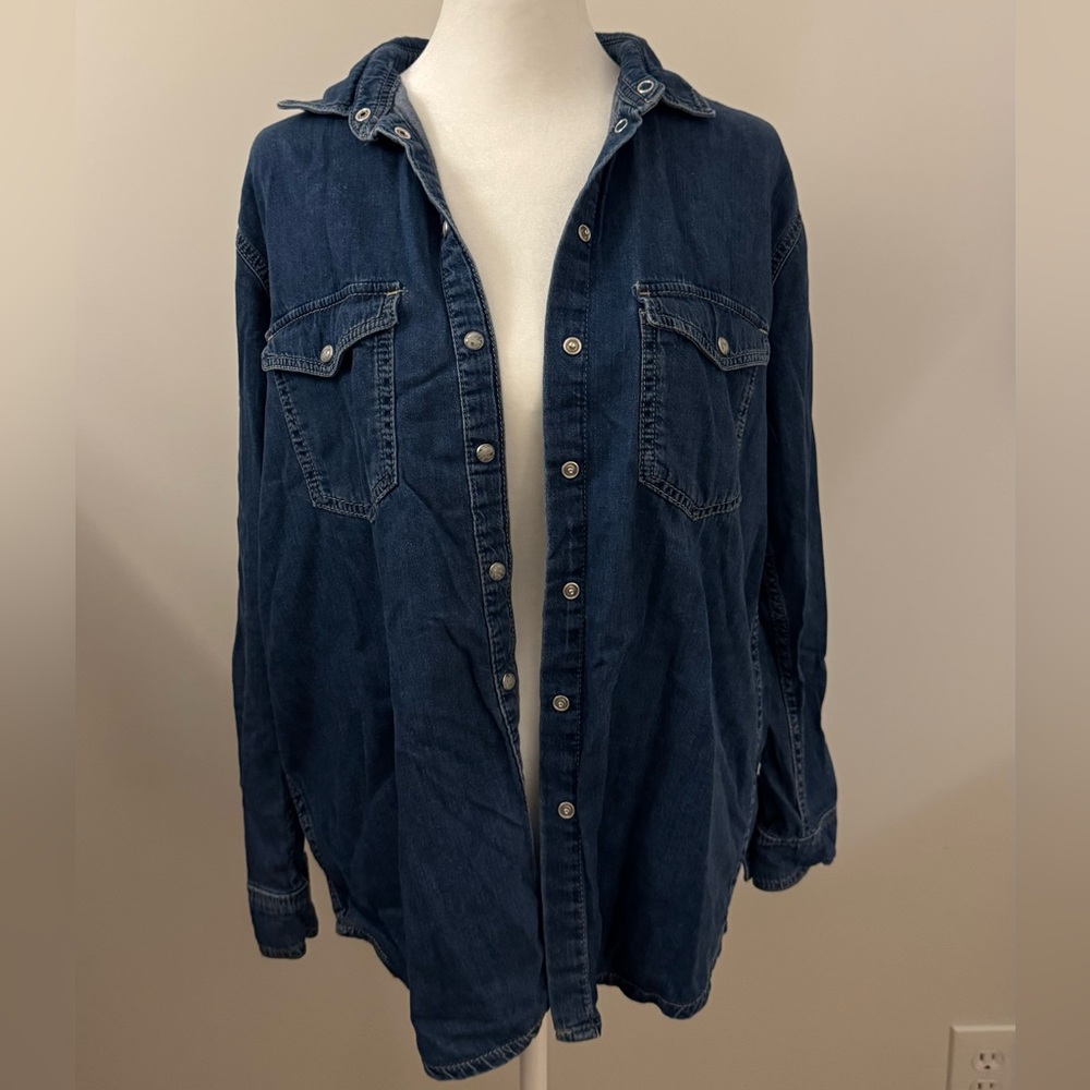 Topshop Moto Blue Denim Shirt